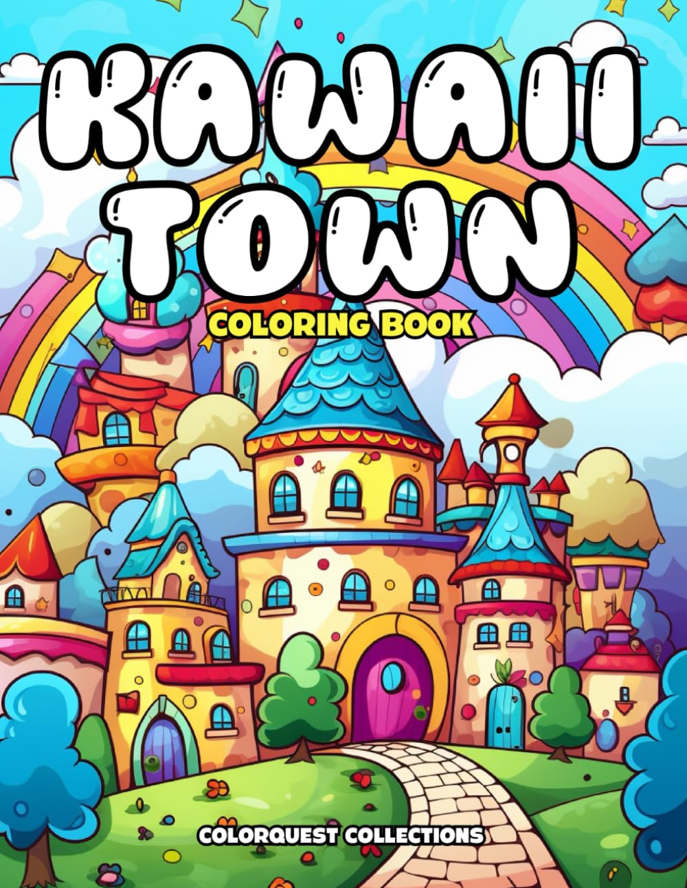 Kawaii Town Coloring Book: Cute and Relaxing Kawaii Village Coloring Pages for All Ages