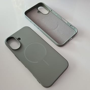 More Gsm iPhone 16 için Manyetik, Magsafe ile Uyumlu Lansman, Darbeye Dayanıklı Kadife İç Yüzeyli Wireless Kablosuz Sarj Özellikli Esnek Silikon Kılıf (Gri)