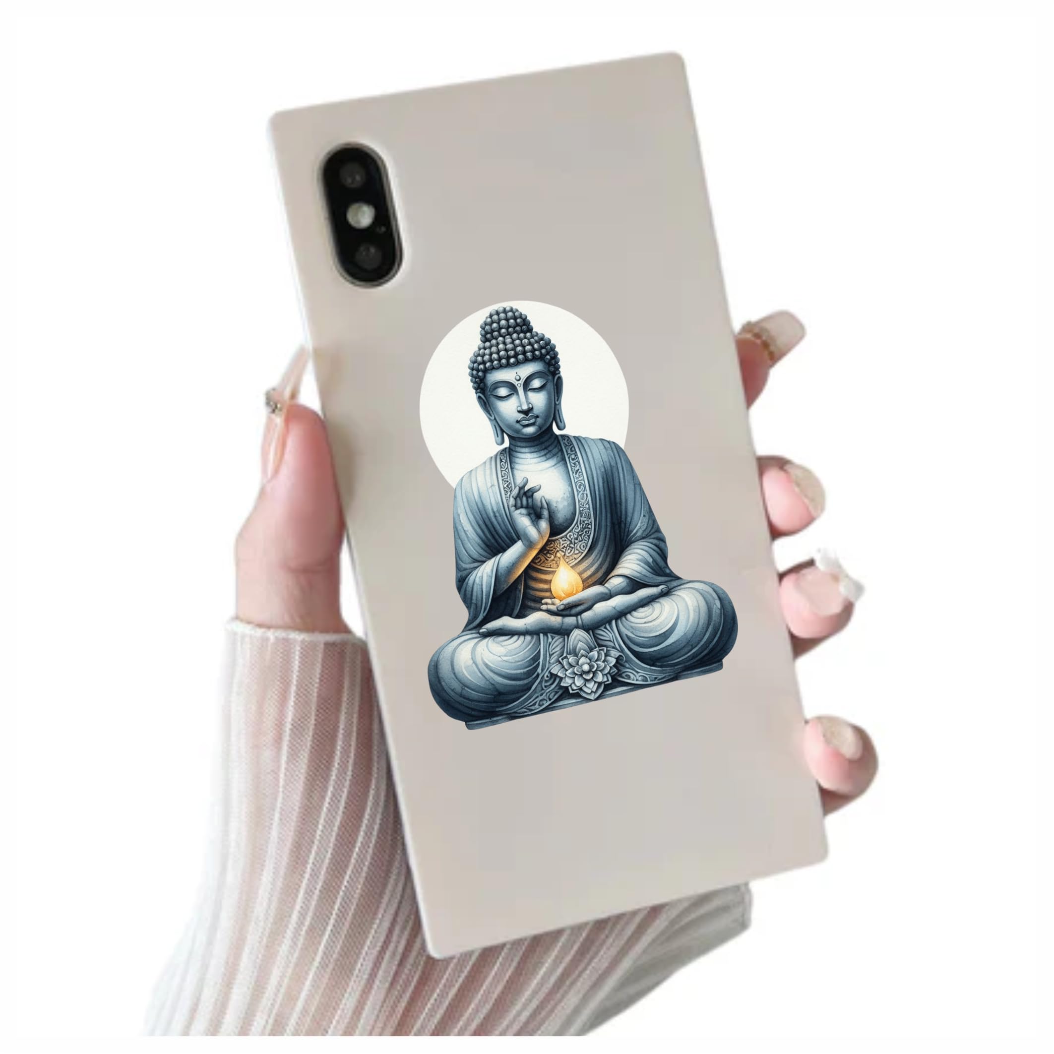 x4 Buddha Statue Vinyl Stickers Cover Marks Non Transparent Waterproof Art Decals 1@ 20cm Tall Ideal for Toilets Toilet Seats or car. 3@ 7cm Tall Ideal for Phone case Cups & Wine Glass (Buddha) - Image 4