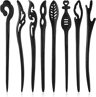 8Pcs Wooden Hair Sticks for Women, Vintage Chinese Chignon Japanese Hair Chopsticks for Bun Maker Hairpins for Long Hairs Sticks for Handmade Buns Hairs Forks Accessories Hanfu Pins for Women Girls