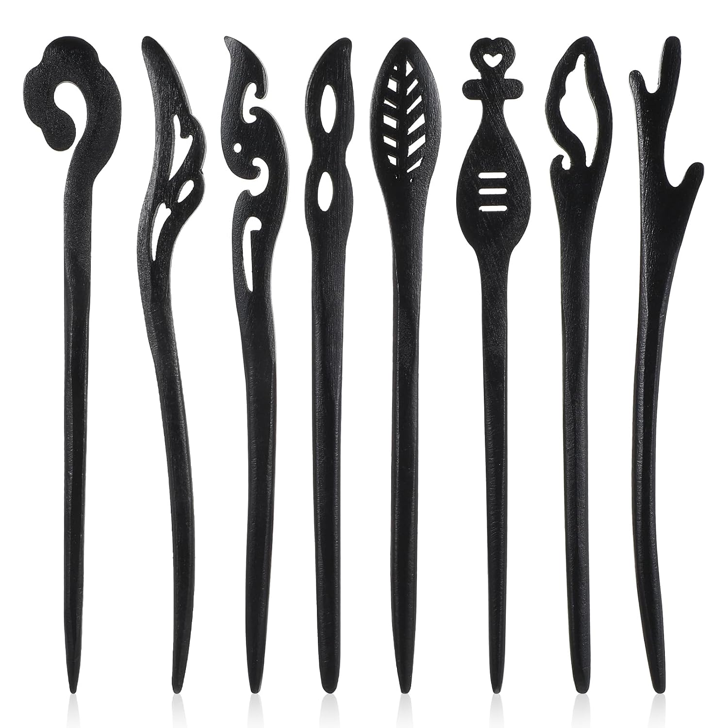 8Pcs Wooden Hair Sticks for Women - Vintage Bun Accessories
