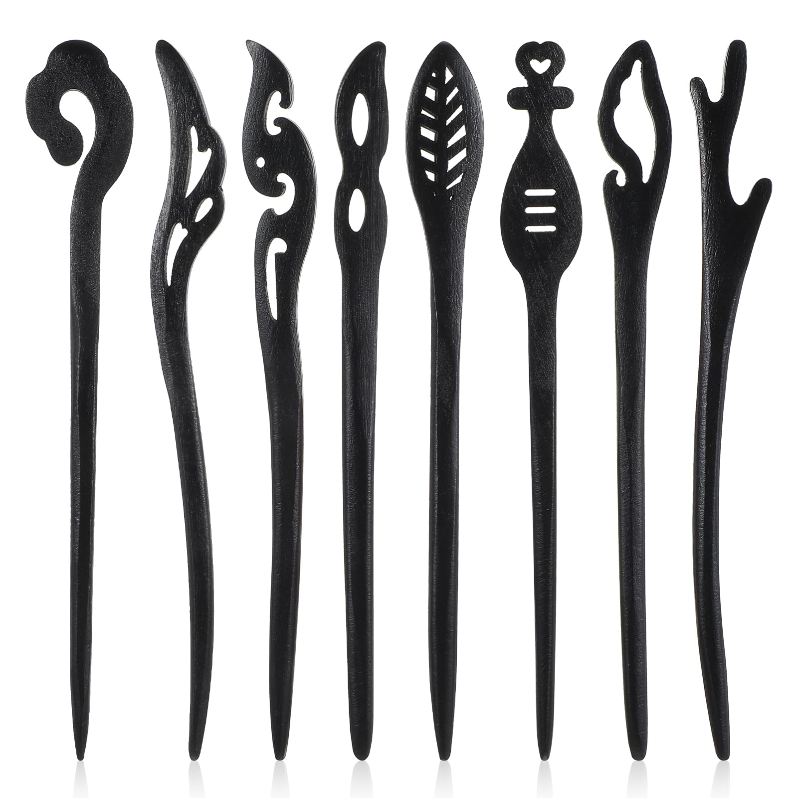 8Pcs Wooden Hair Sticks for Women, Vintage Chinese Chignon Japanese Hair Chopsticks for Bun Maker Hairpins for Long Hairs Sticks for Handmade Buns Hairs Forks Accessories Hanfu Pins for Women Girls