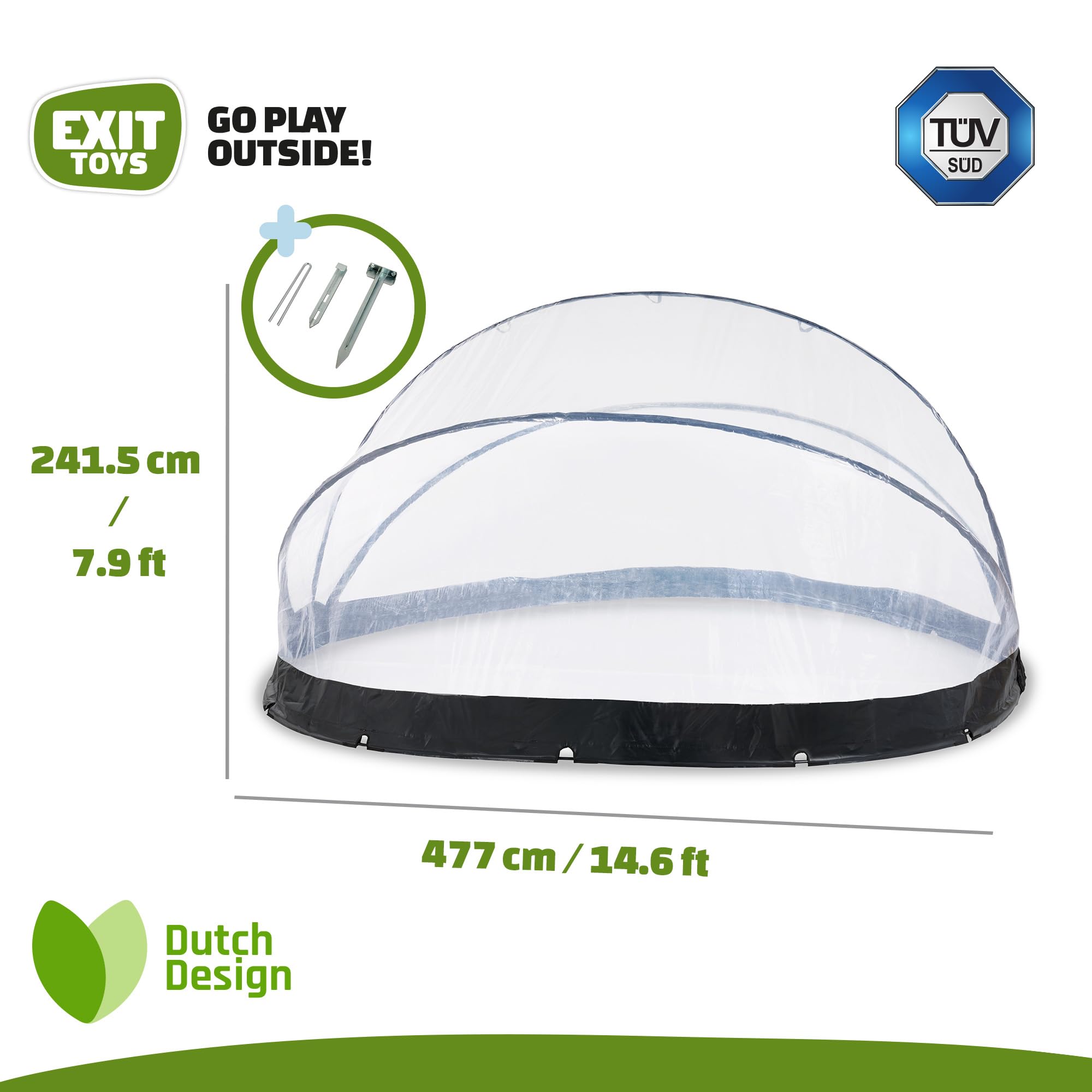 EXIT Toys Dôme de Piscine ECO - ø460cm - Convient à Tous Les Piscines et Sols - Protection pour Piscines Gonflables, à Parois en Acier, à Châssis et Enterrées - Stable et Résistante aux Intempéries