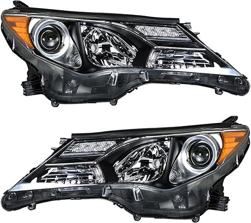 WFLNHB Faros delanteros de repuesto para Toyota RAV4 2013 2014 2015 Proyector Negro Faros Delanteros Lado del Conductor y del Pasajero