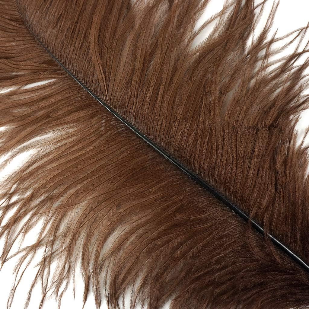 ZUCKER Large Ostrich Feather Wedding Decorations - Brown 12pcs 17" Quality Home Decor