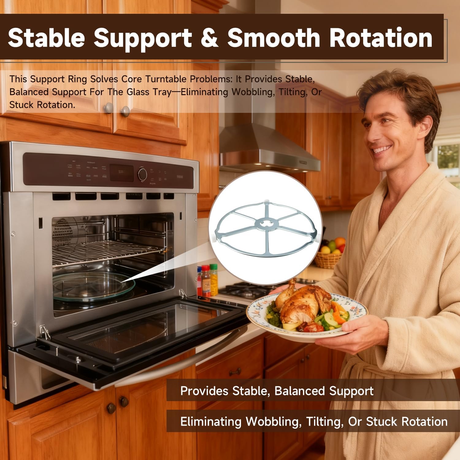 Rotating Ring Tray Support Glass Tray Support Ring Microwave Glass Turntable Rotating Ring Compatible with GE Microwave Replace#: WB02X32600 WB06X10651