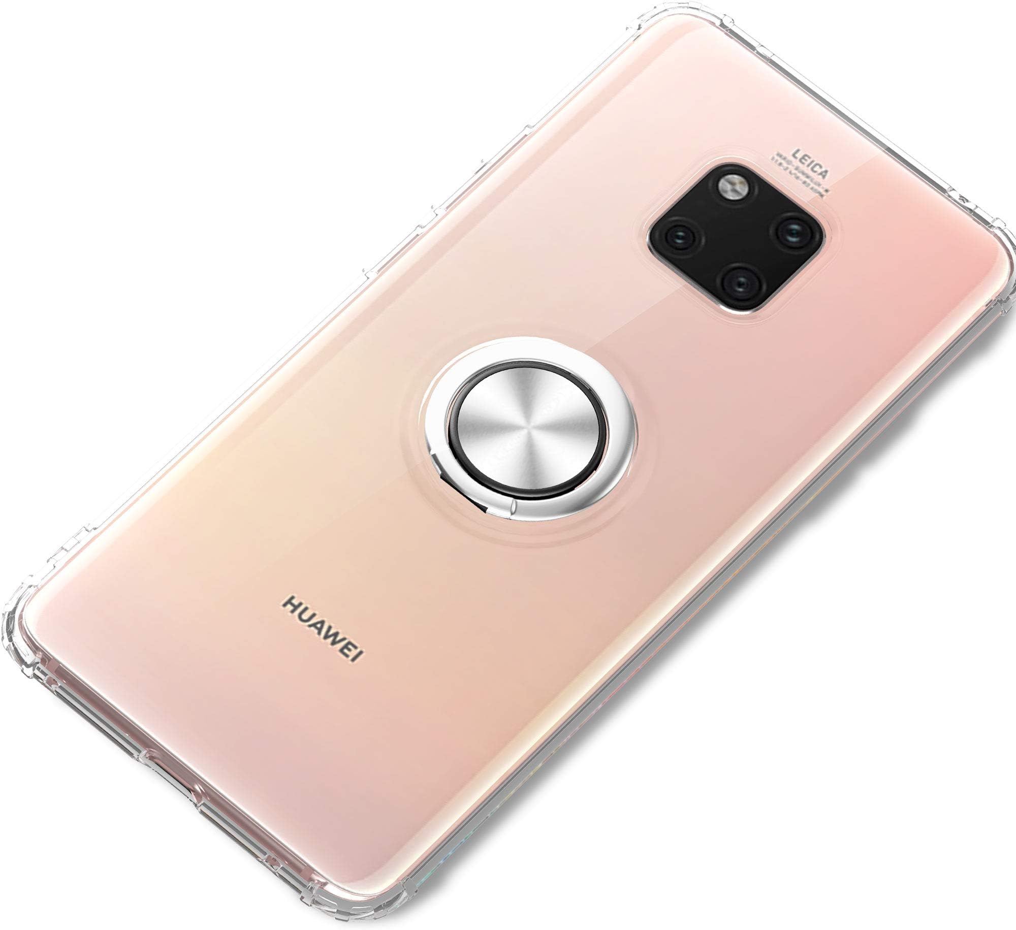 mgACC Compatible Huawei Mate 20 Pro Case with 360° Pop-up Rotating Ring Grip Holder Kickstand, with Magnetic Base case for Huawei Mate 20 Pro/Transparent