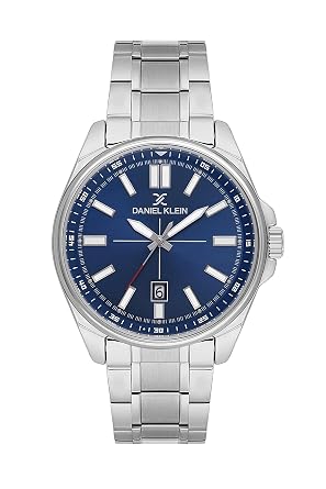 Daniel Klein Men Analog Watch | Silver Case | Dark Blue Dial | Silver Stainless Steel Strap | 44 mm | Water Resistant 5 ATM | DK.6.14202-3