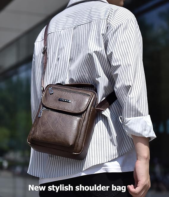 Bolso De Hombro Para Hombre Estilo Retro Informal De Piel
