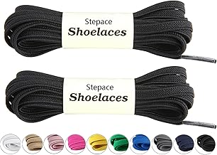 Stepace 2 Pairs Elastic Shoelaces 6 mm Wide Premium Replacement Flat Shoe Laces for Trainers, Sports, Casual Shoes