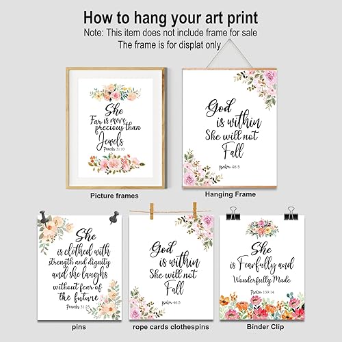 Miniatura 8 de Pósteres de arte de pared con versículo bíblico de flores, decoración de pared cristiana, decoración de pared de las Escrituras, la Biblia para