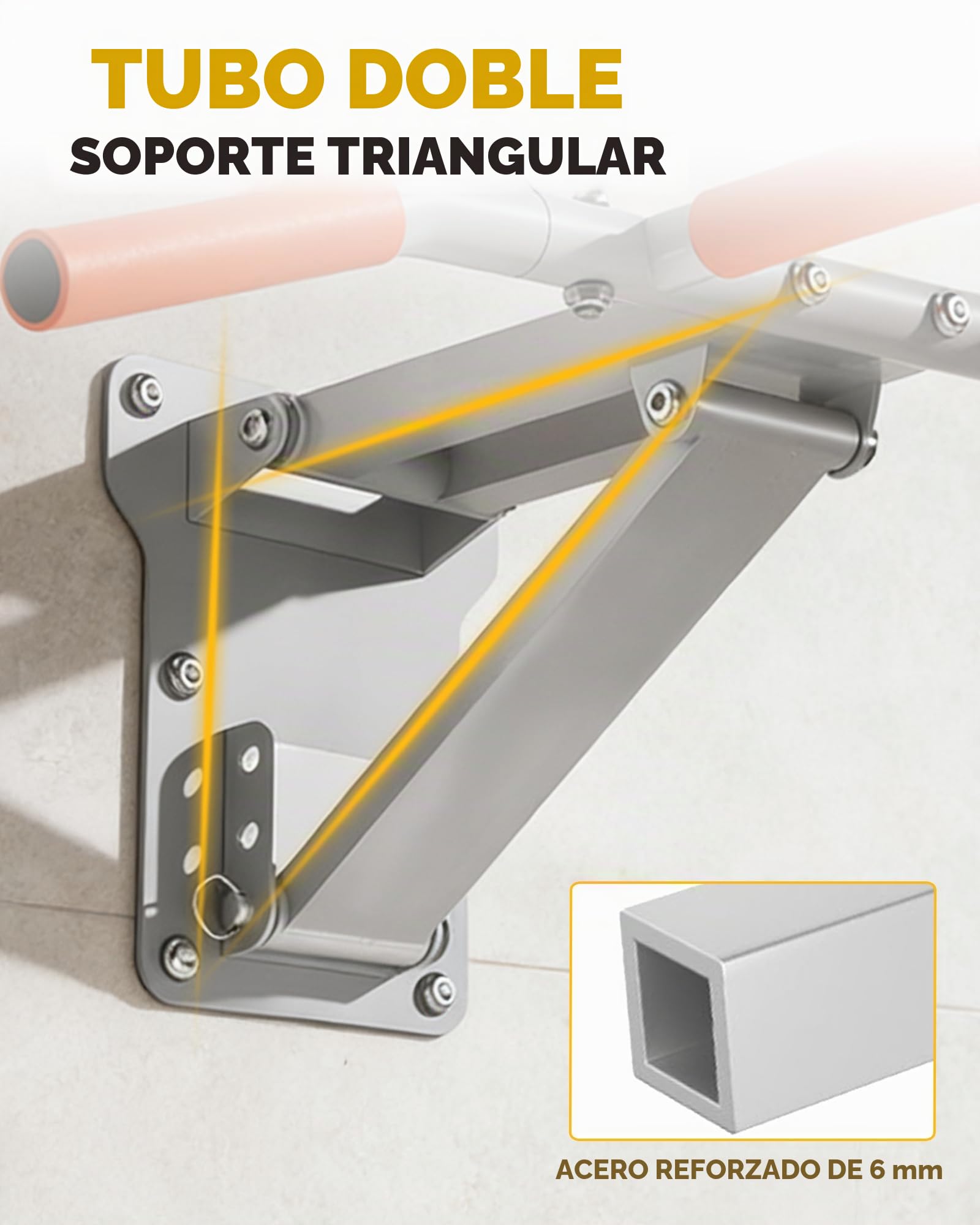 Barra de dominadas para pared Pullup Up, montaje en pared, barra de dominadas ajustable, multifunción, plegable, barra de dominadas, gimnasio en casa, dispositivos deportivos para el hogar, color
