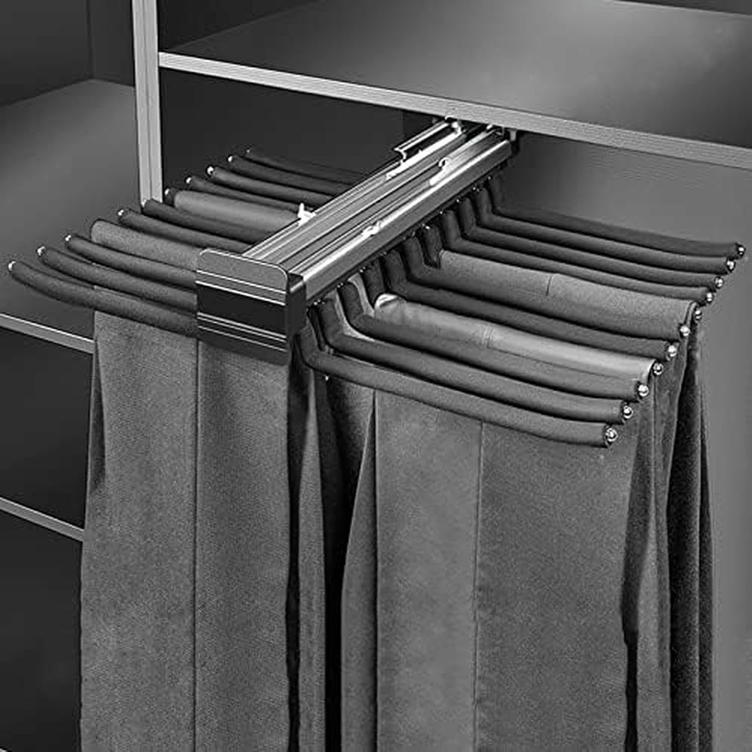 Adjustable Multi-Arm Wardrobe Hanger, 58.5x45.8cm Space-Saving Valet Rod, Versatile Black Clothes Organizer Rack for Closet & Accessories, Ideal for Home & Travel