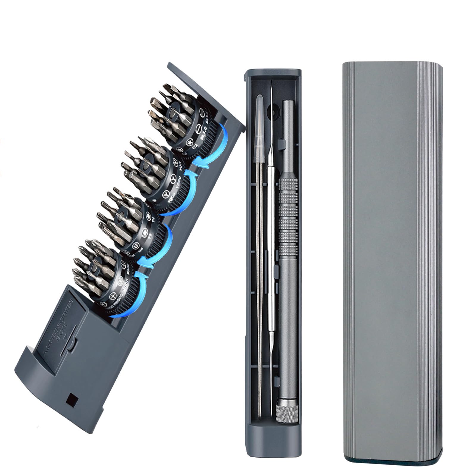 Set di cacciaviti di precisione 44 in 1, 40 punte con torx, pentalobe, Phillips, mini kit di riparazione magnetico per elettronica, laptop, MacBook, telefono, occhiali, orologio, PS5