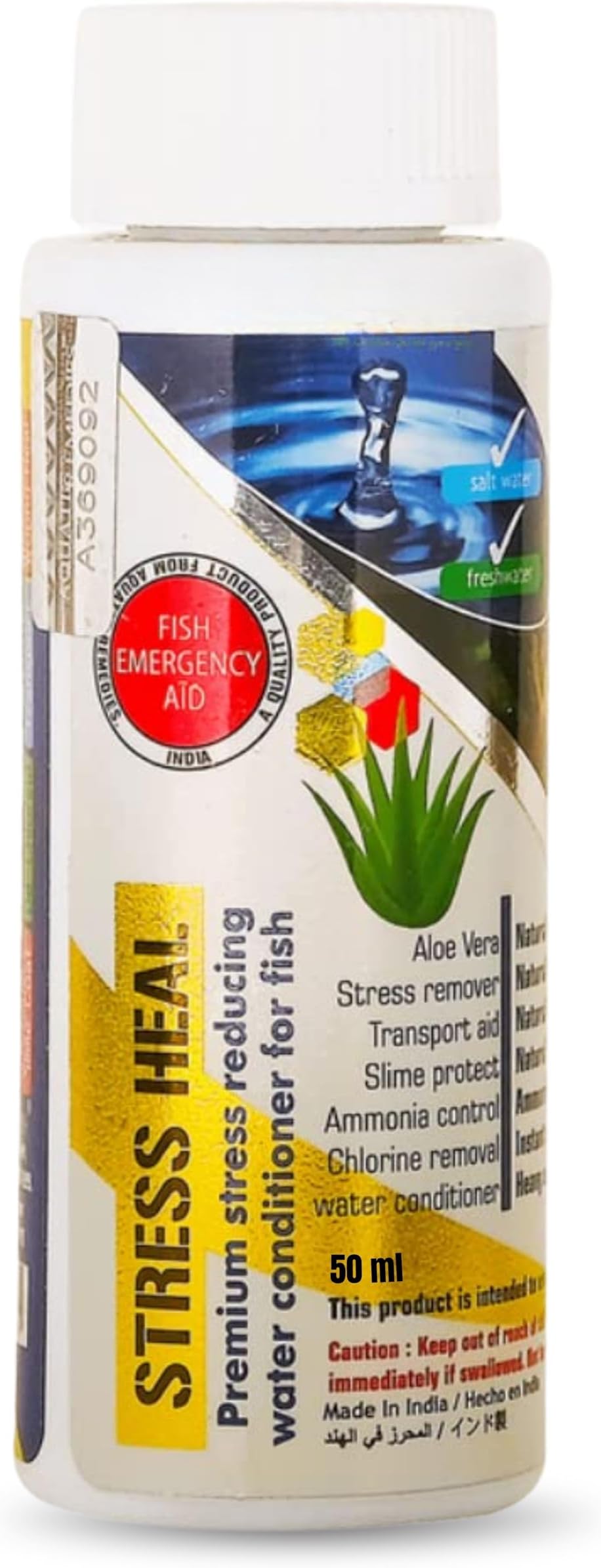 Foodie Puppies Aquatic Remedies Stress Heal - 50ml | Suitable for Fresh and Salt Water | Rapidly Reduces Stress and Mortality | Aquarium Water Conditioner with Free Key Ring