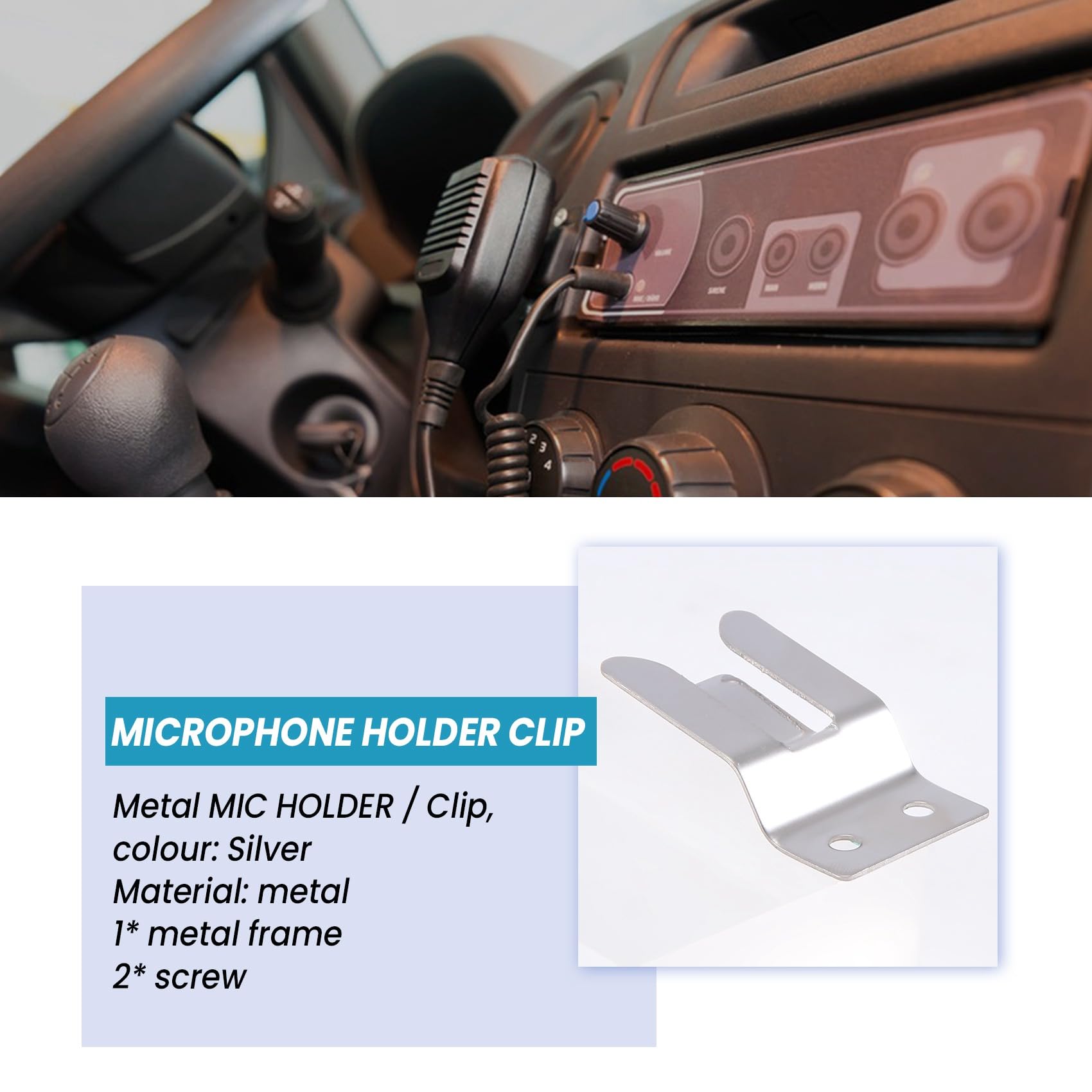 Mic-Supporto/Clip in Metallo - Vite per Radio CB/Ham - MH2
