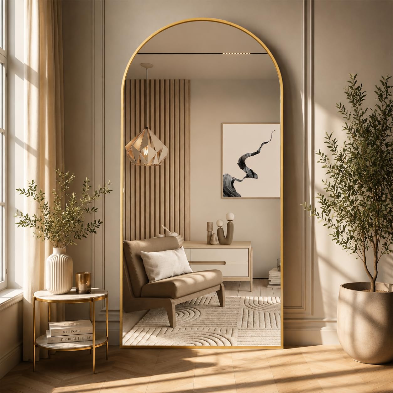 MAXEN Arched Full Length Mirror, 180x80 Cm Oversized Full Body Mirrors