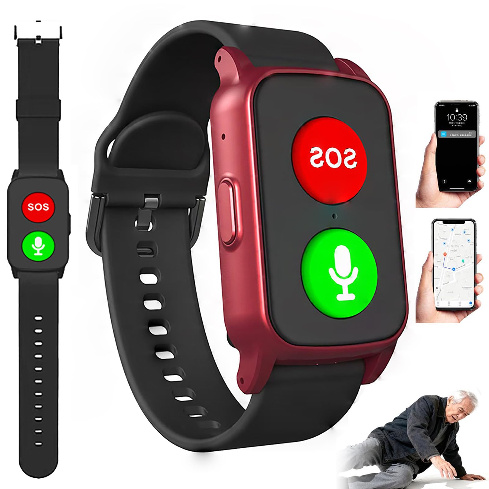 Reloj Inteligente 4G, con Botón SOS + Chat De Voz Bidireccional, Posicionamiento GPS, Compatible con Tarjetas Sim, Reloj De Seguridad Diseñado Específicamente para Personas Mayores. Red