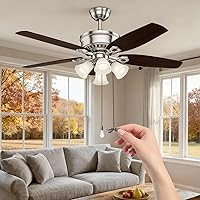 Vista 7 de SmoTecQ Extensor de cadena de ventilador de techo ultra largo, integrado con bombilla decorativa de vidrio esmerilado y cable de ventilador