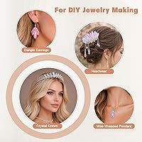 Vista 3 de rockcloud rocas naturales de cristal, cubiertas de titanio, cuarzo claro, en punta, hebra de 15 pulgadas