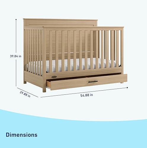 Miniatura 3 de Graco Tristan - Cuna convertible 5 en 1 con cajón (Driftwood) Certificado GREENGUARD Gold, se ajusta a colchón de cuna estándar, asa premium, se