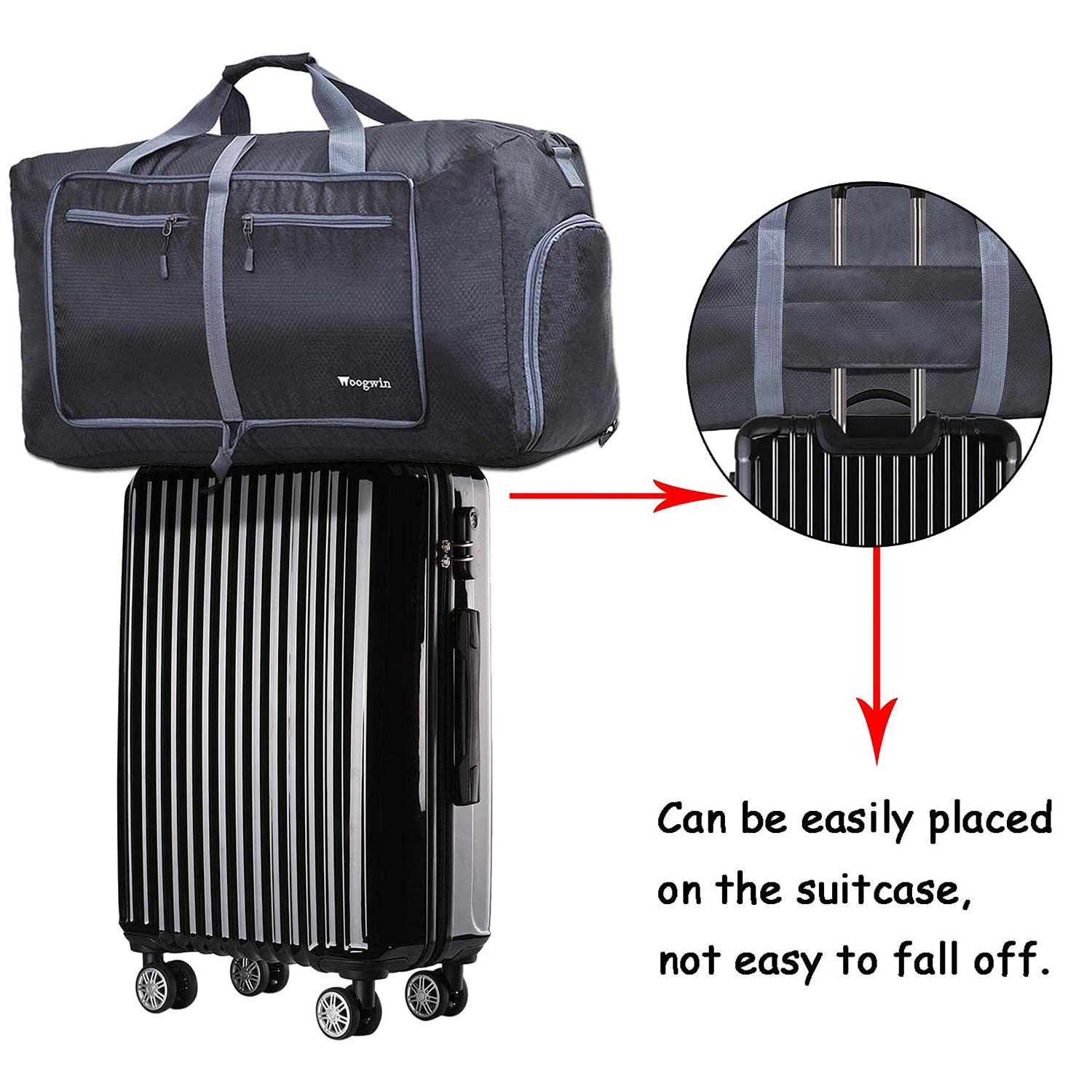 60L Borsone da Viaggio Grandi Pieghevoli Borsone Palestra Uomo Donne Borsa da Leggero e Impermeabile Borsoni Weekend Notturno per Campeggio Bagagli Sport Vacanza