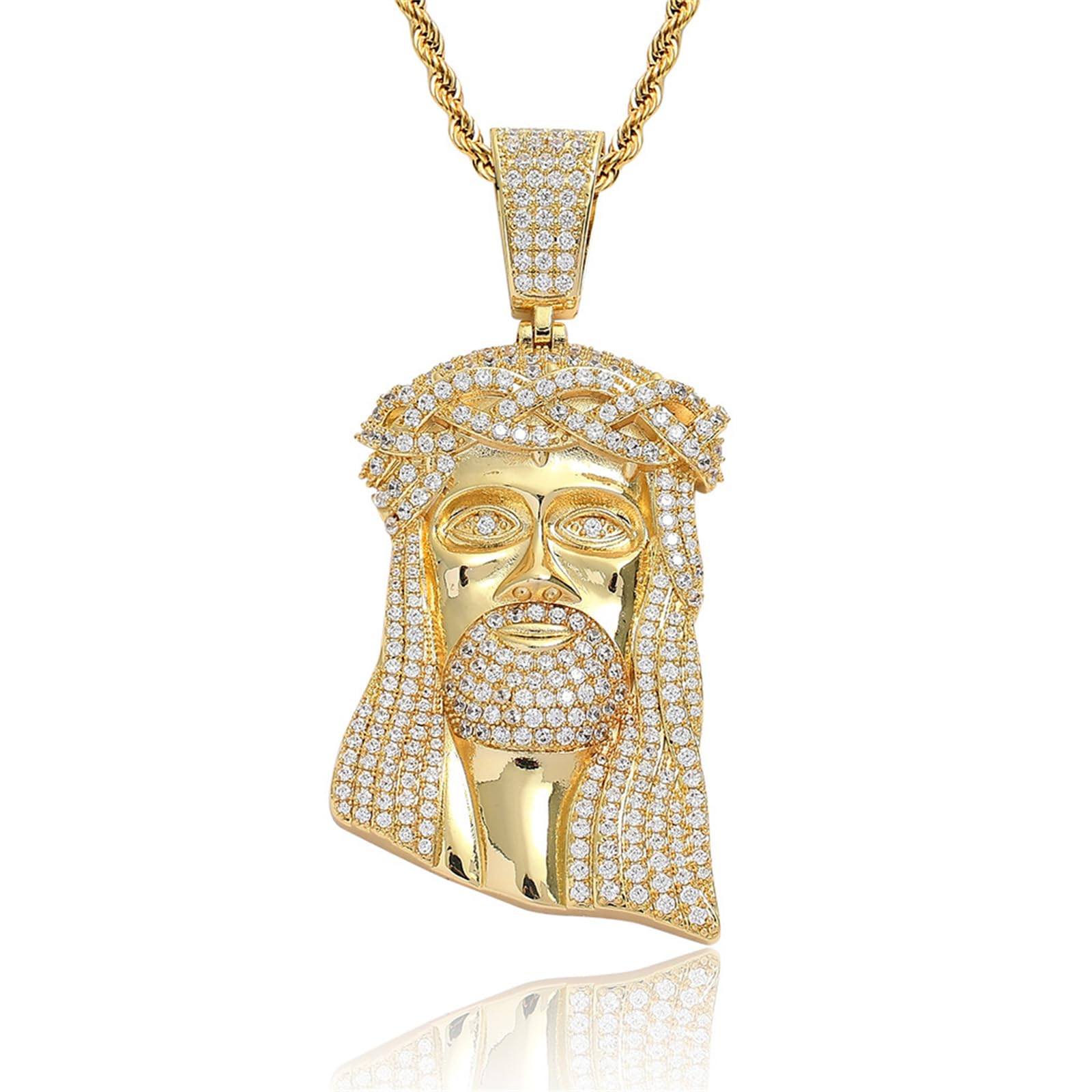 Vintage Jesus Kopf Anhänger Männer Anhänger Halskette Hip Hop Punk Halskette Weihnachten Ins Stil Geburtstag Geschenk Einfacher trendiger Schmuck