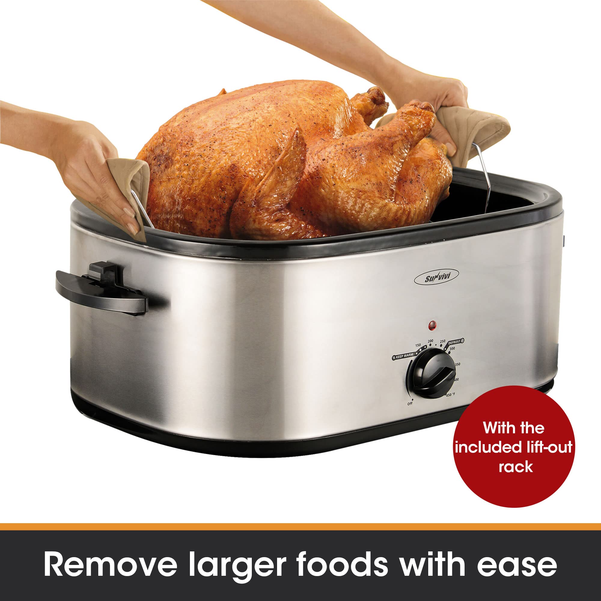Buy 24 Quart Electric Turkey Roaster Oven with Glass Lid, Electric