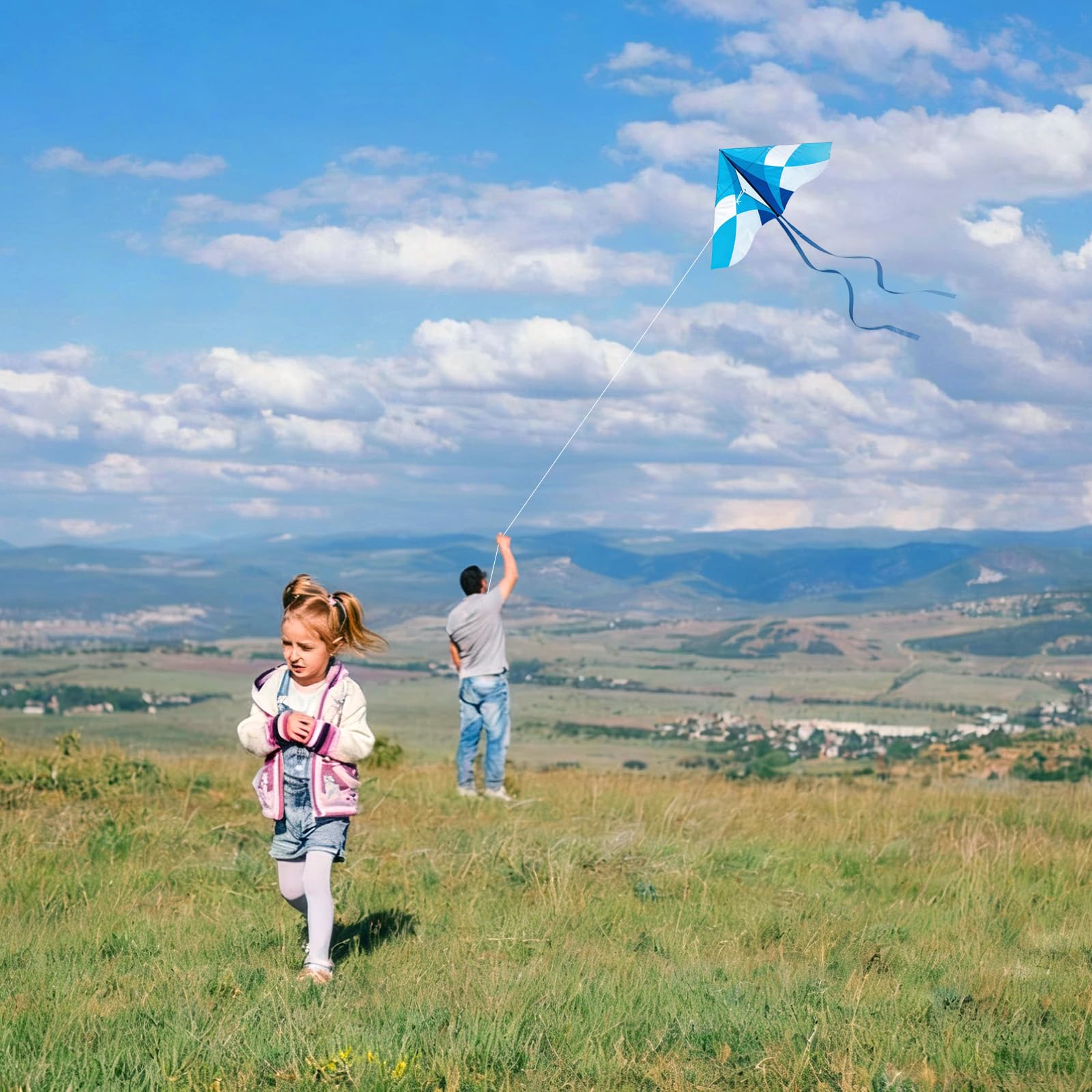Simxkai Kite for Kids Adults, Easy to Fly,Best Delta Kite for Beginners Toddlers (niebieski)