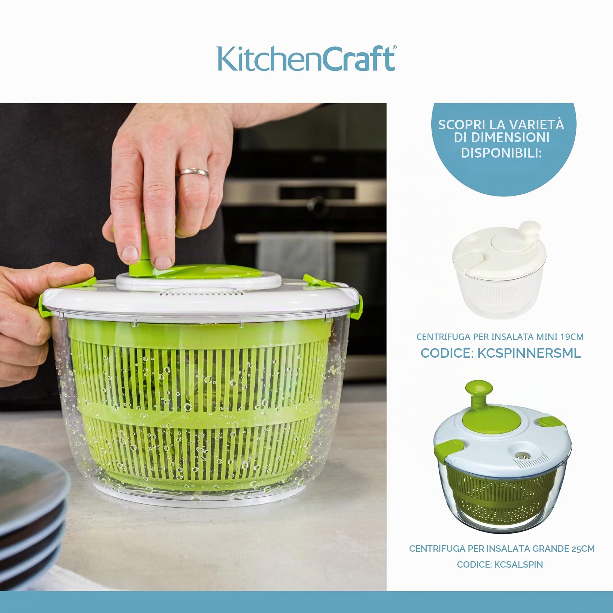 Mini Centrifuga per Insalata / Centrifuga per Condimenti, 19 cm