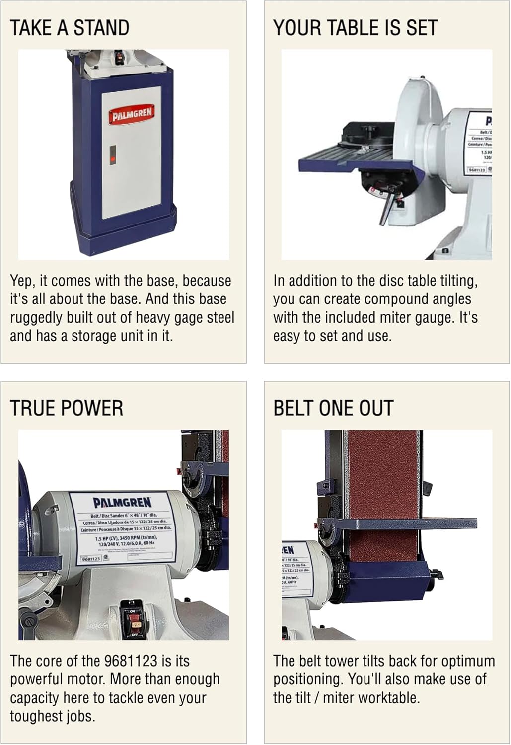 PALMGREN 9681123 - Combination 6" x 48" Belt & 10" Disc Finishing Machine