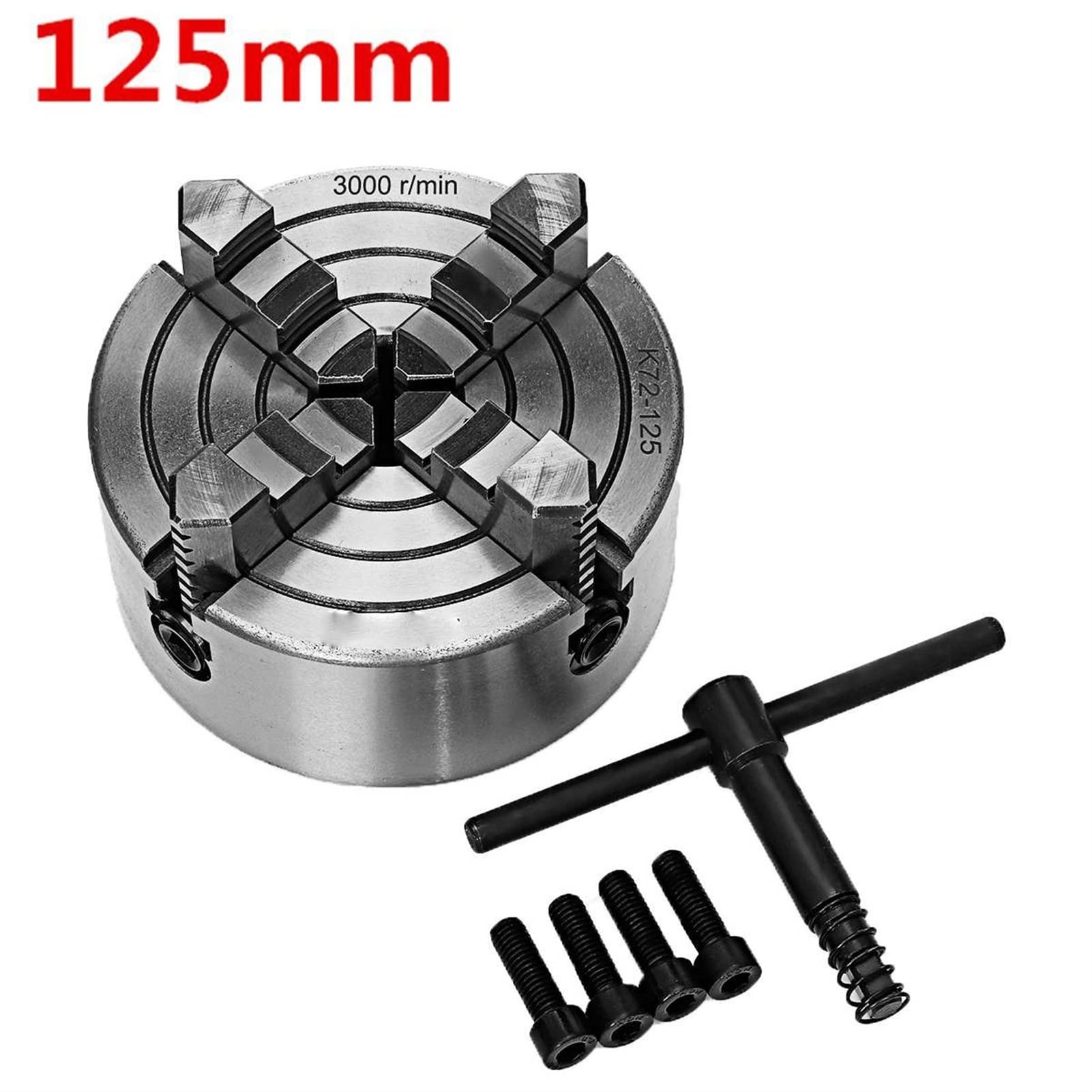 Uchwyt tokarski, 125mm Chuck 4 JAW 5 "Tokarka Niezależna i odwracalna szczęka Sanou k72125. Do CNC. Wiercenie Wiertnice(K72-125mm)