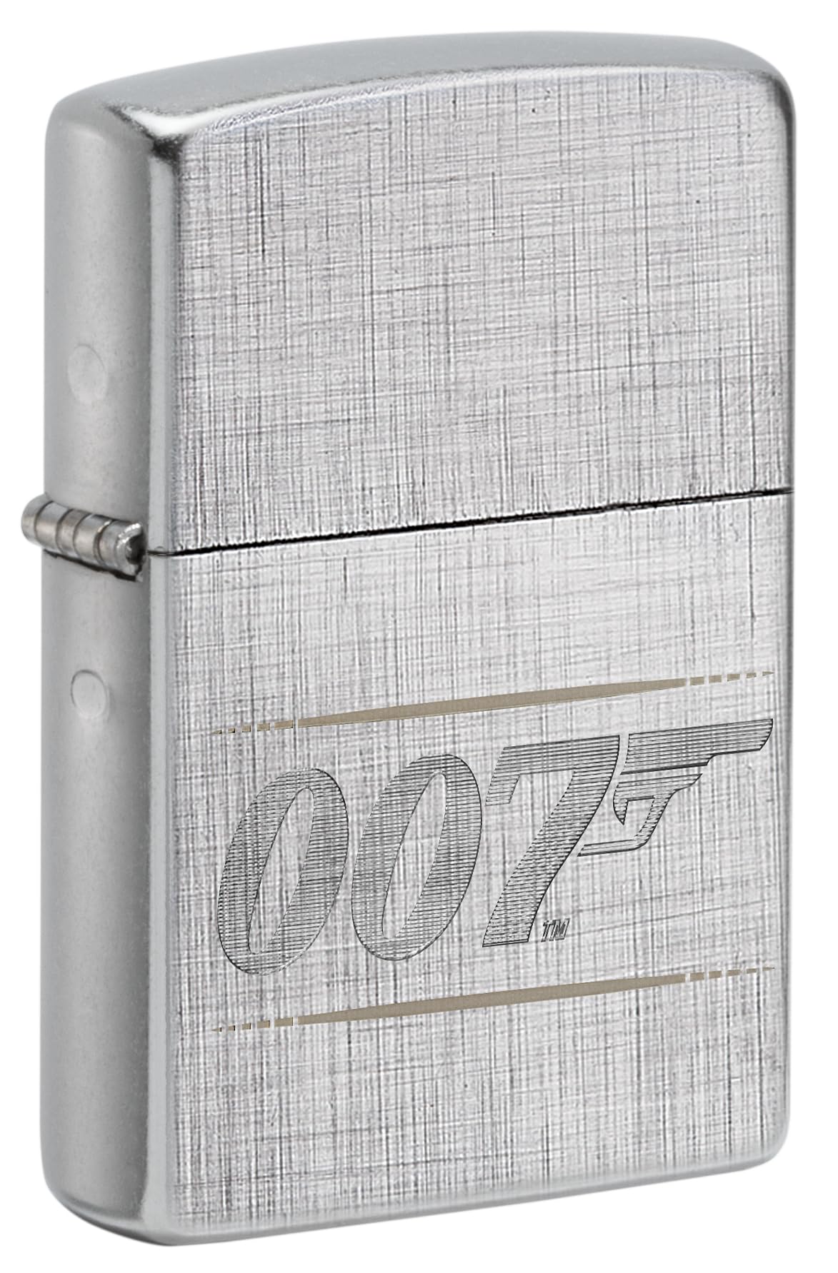 Zippo Windproof Lighter, James Bond BT 007 Gun Logo Design – Linen Weave, Laser Engraving/Auto-Engraving – Refillable, Reusable, Windproof Design – Comes in Gift Box – Made in USA