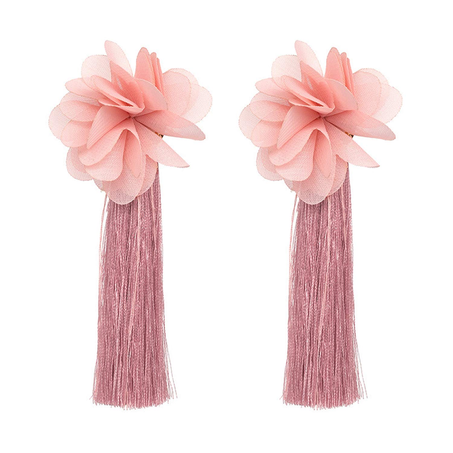 Trendy Summer Korean Elegant Drop Earring Flower Long Tassel Earrings For Women Jewelry