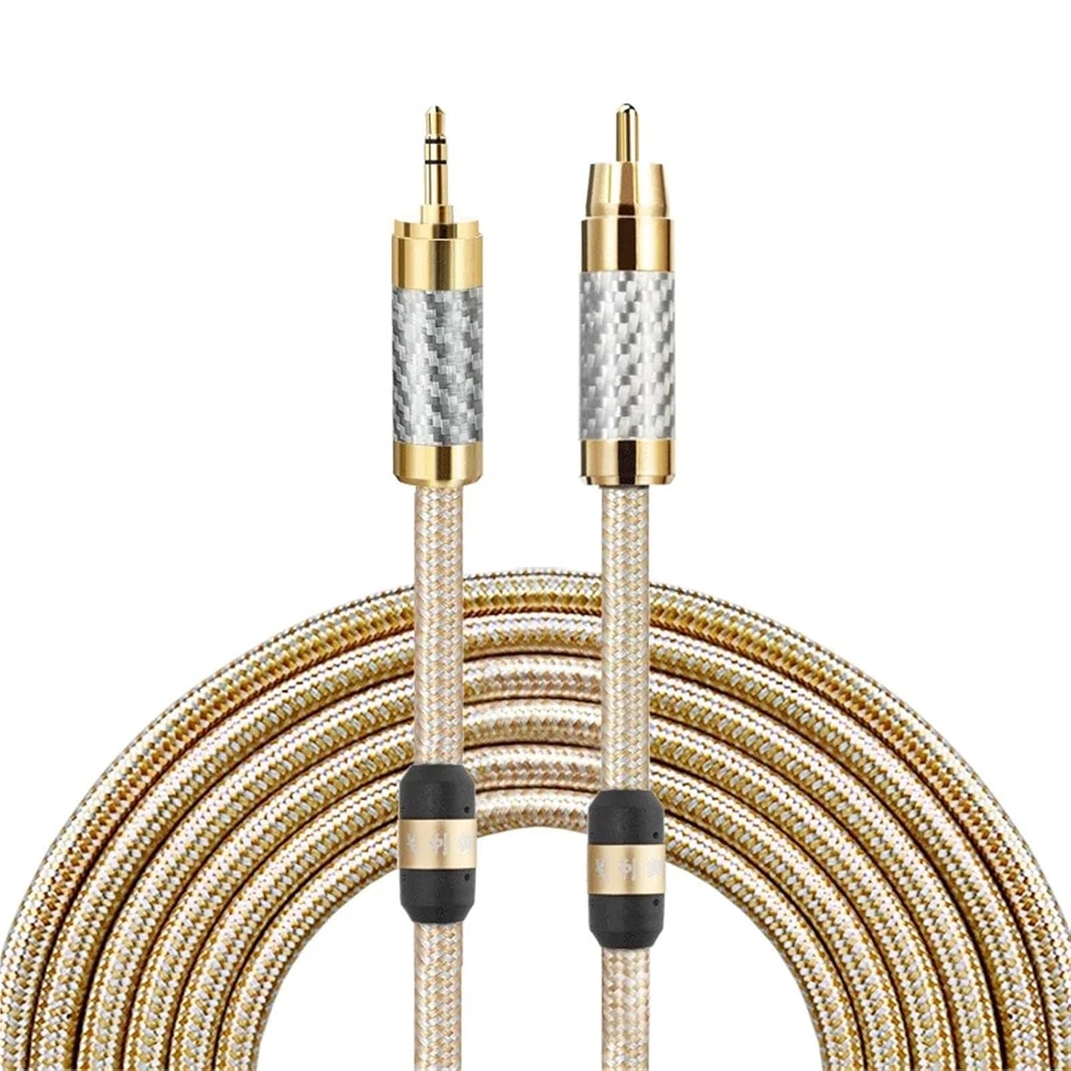 YHNNH Jack 3.5mm to RCA Audio Cable for Amplifier Soundbox Silver-Plated Cable(10m)