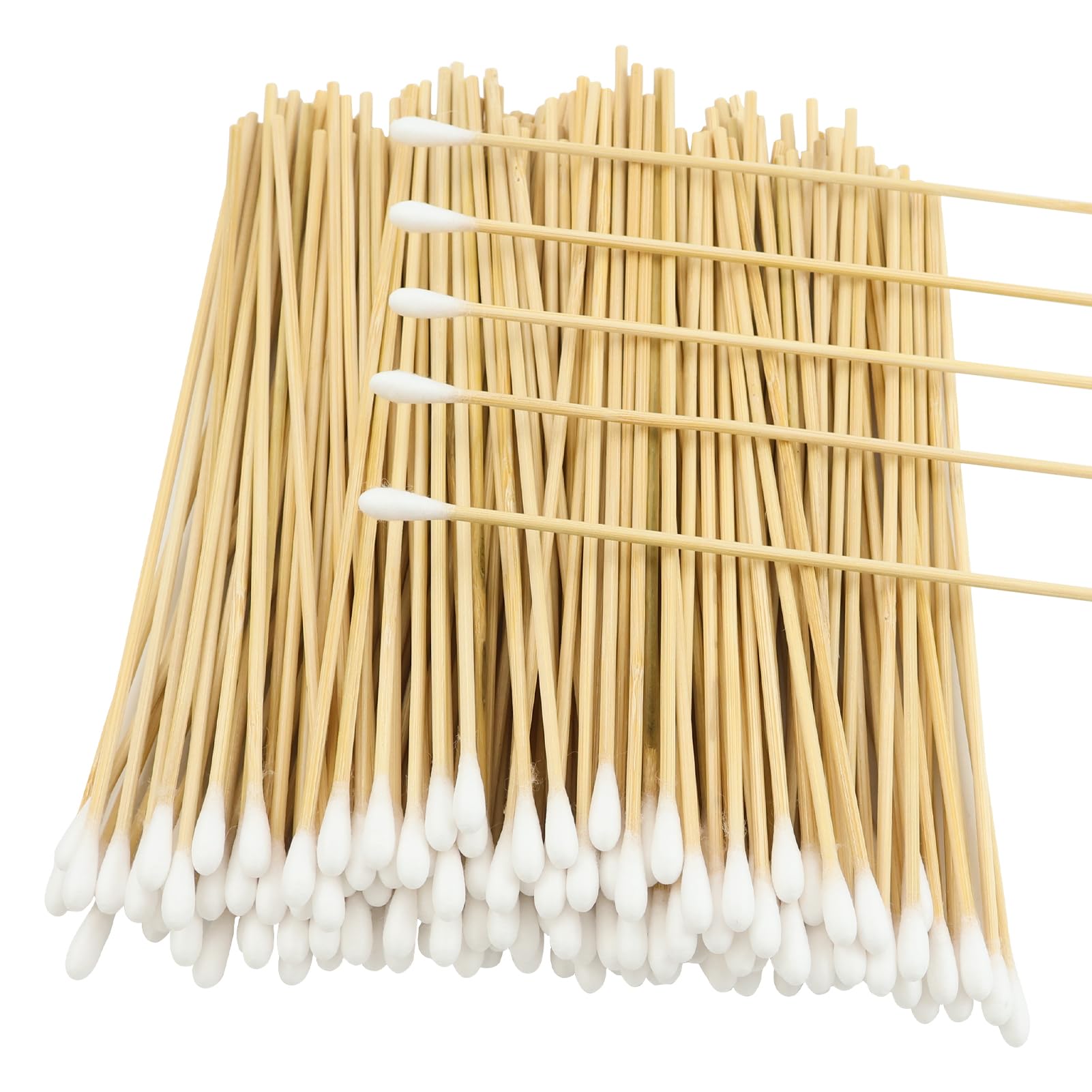 Tamponi di cotone, 400 pezzi, manico lungo in legno, 15 cm, bastoncini di pulizia per fotocamera, tastiera, trucco, pulizia