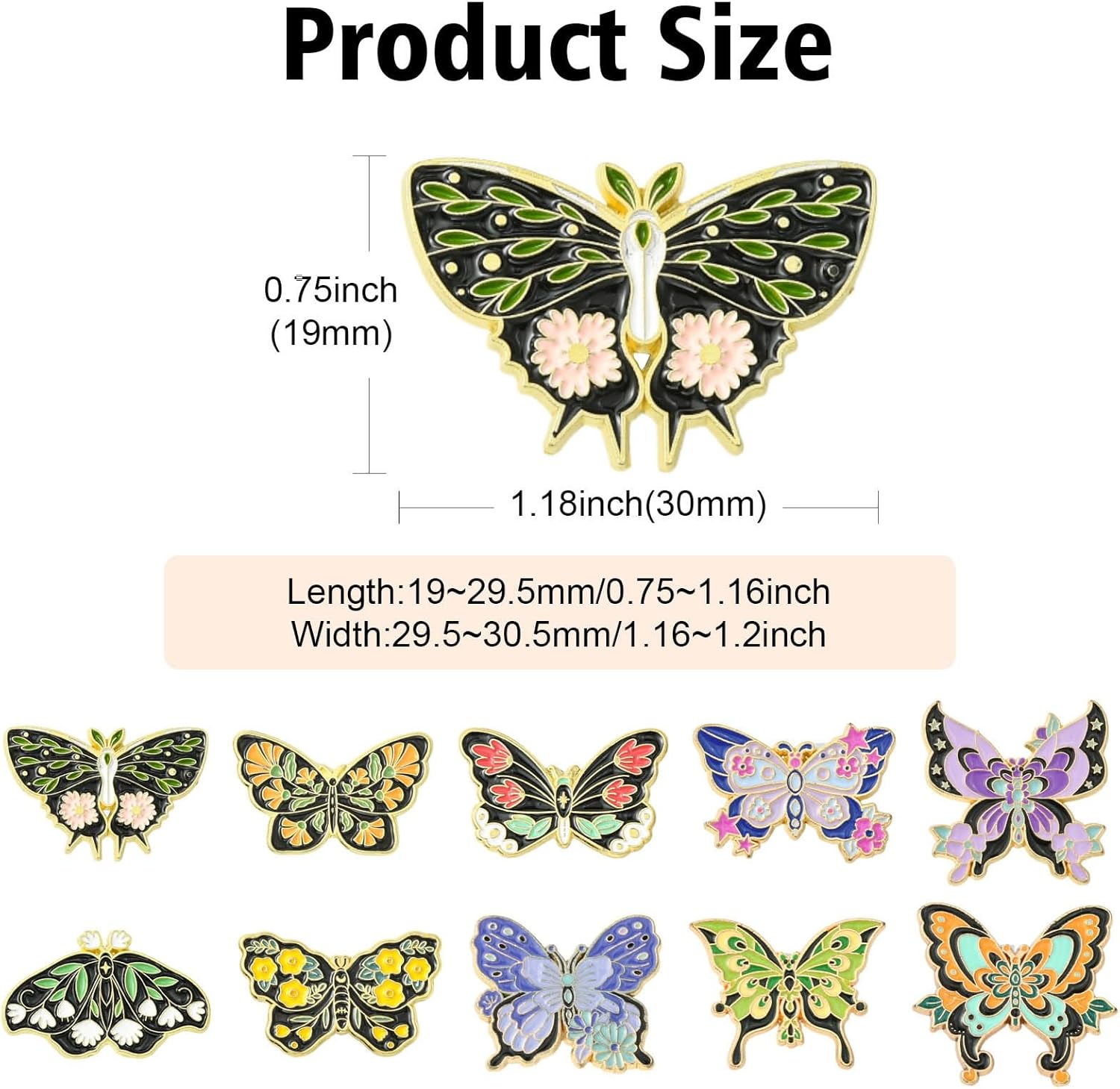 10 pcs 10 Styles Lovely Butterfly Theme Alloy Enamel Brooches Pins Spring Insect Animal Lapel Pins for DIY Jewelry Clothes Backpack Hats Jackets Badge Craft - Image 2