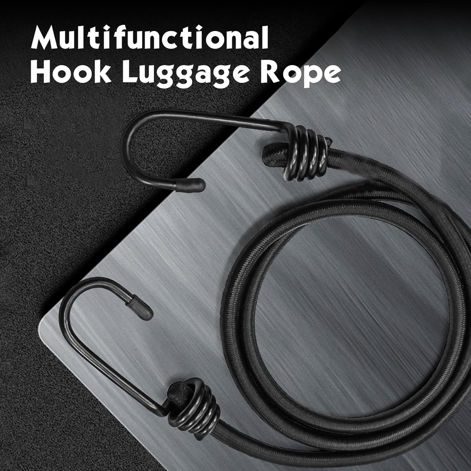 4 PCS Bungee Cords Heavy Duty Outdoor, Multi-Purpose Elastic Straps, Industrial Grade with Hooks Bungee Rope, Universal for Bikes, Tents, Camping Cars (Black)