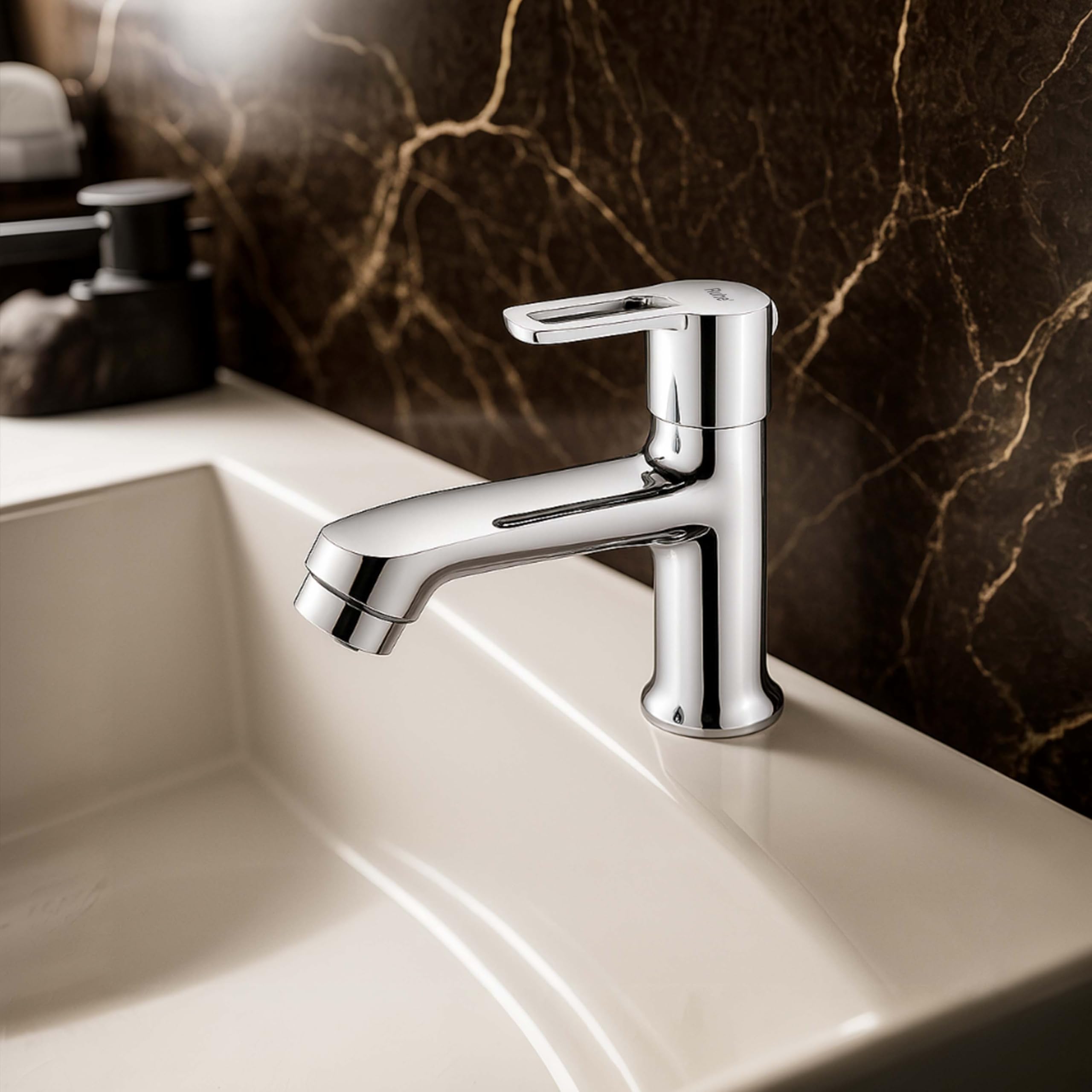 Ruhe® Kubix Brass Faucet/Brass Tap | Pillar Cock Faucet/Brass Tap with Chrome Finish for Bathroom Washbasins & Kitchen Sinks| Bathroom wash Basin tap