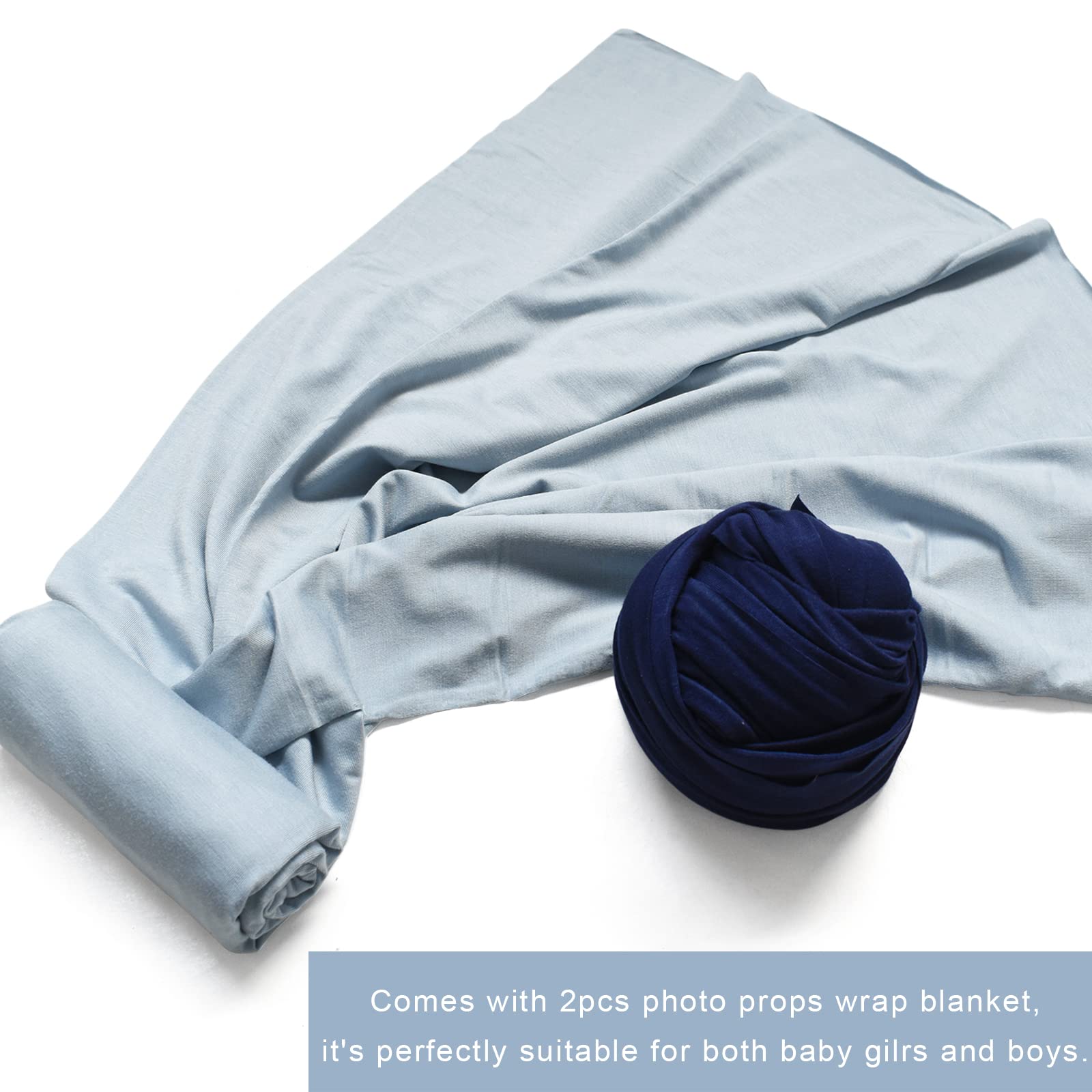 Fotorequisiten für Neugeborene, Baby-Foto-Requisiten, Wickeldecke für Babys, Jungen, Mädchen, Marineblau und Babyblau