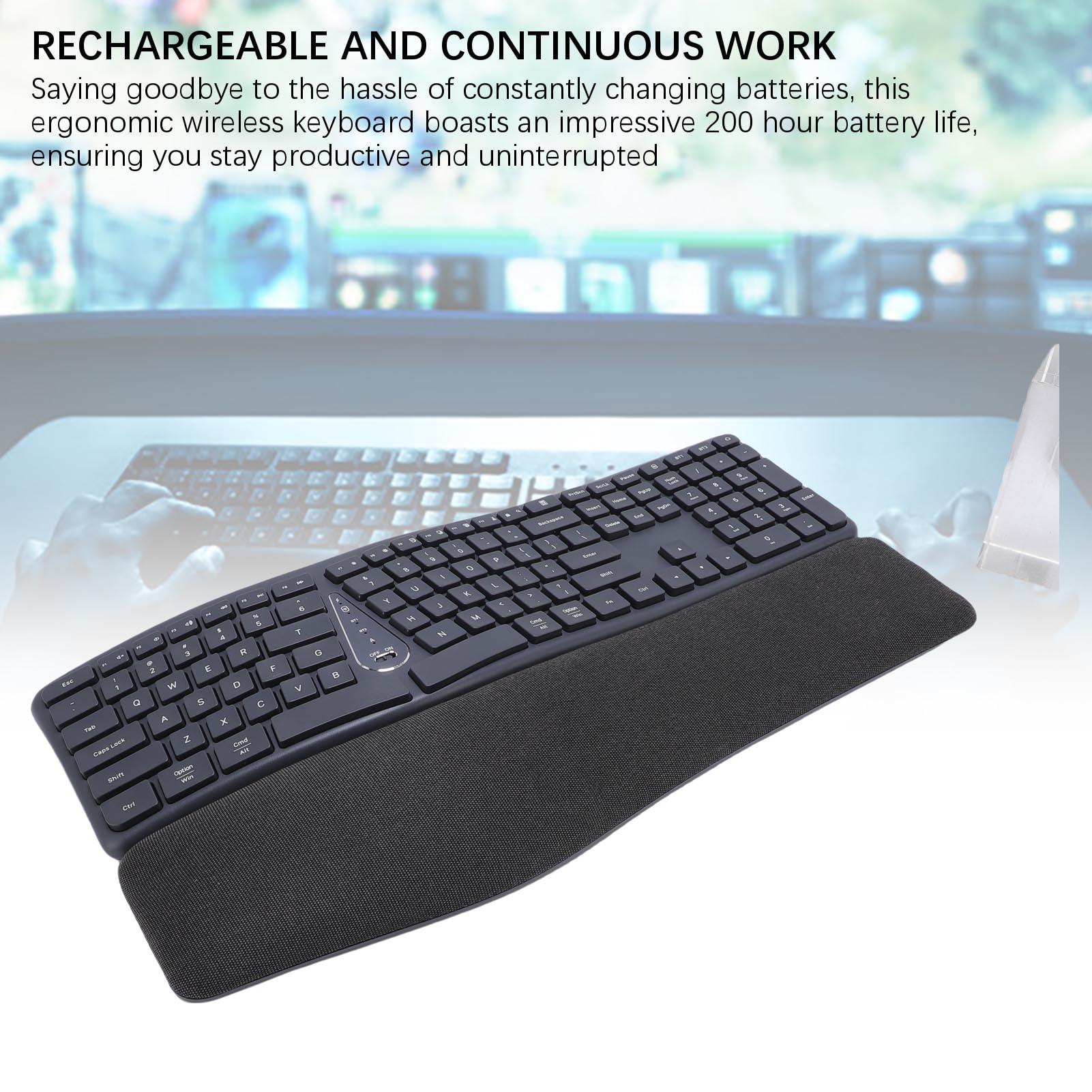 Tangxi Tastiera Ergonomica Wireless, Bluetooth a Doppia modalità e 2,4 G di connettività Split Design Inclinabile Regolabile e Riposo Al Polso Ammortizzato, per Computer Wireless per