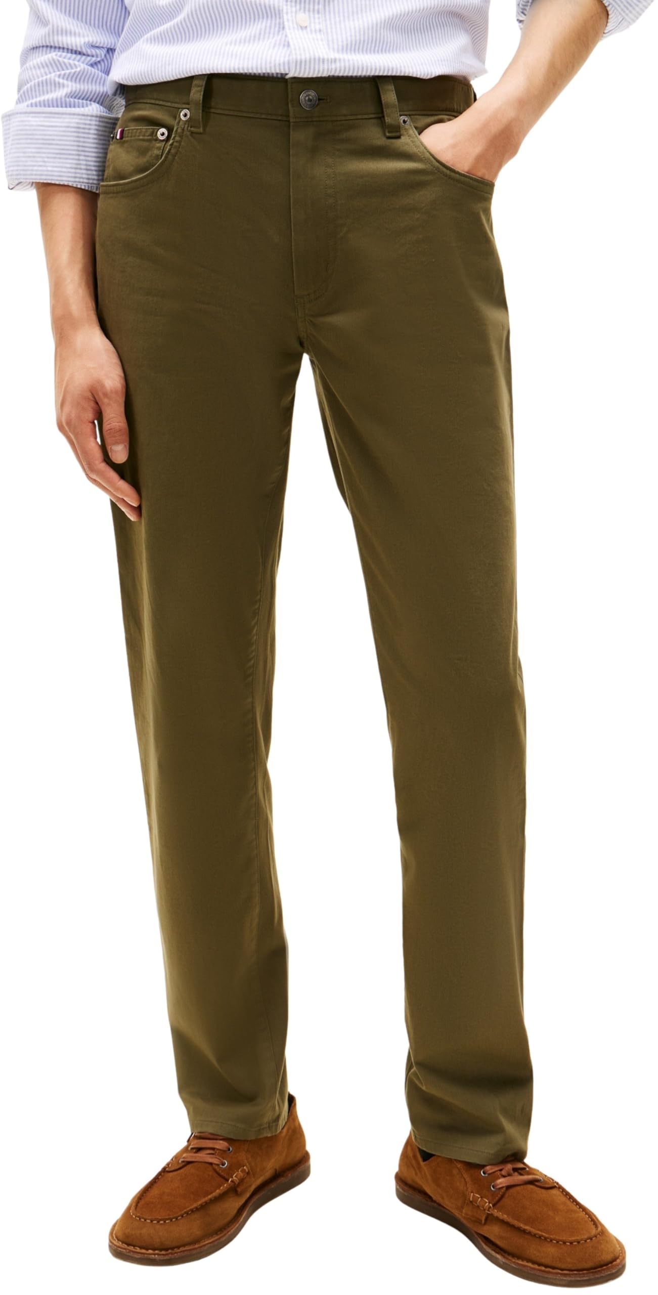 Tommy Hilfiger Men Denton 5PKT Sateen MW0MW42005 5 Pocket Pants, Khaki, 36W / 34L