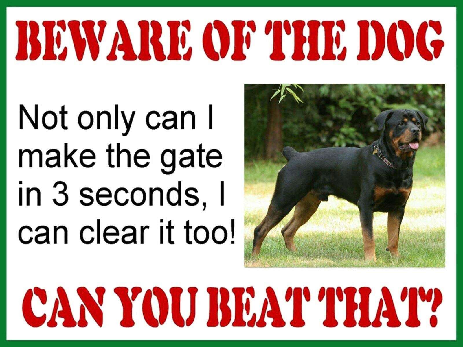 Kueprae A480 Retro Metal Sign Beware Of The Dog (Rottweiler) Sign 8X12 Inch