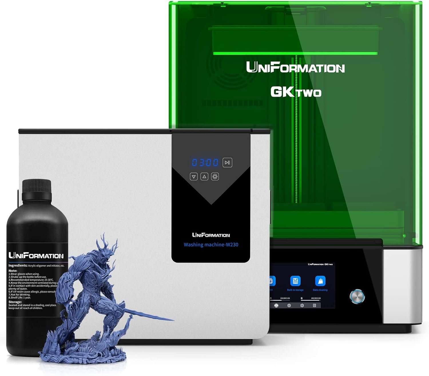 UniFormation GKtwo 8K Resin 3D Printer and Ultrasonic Resin