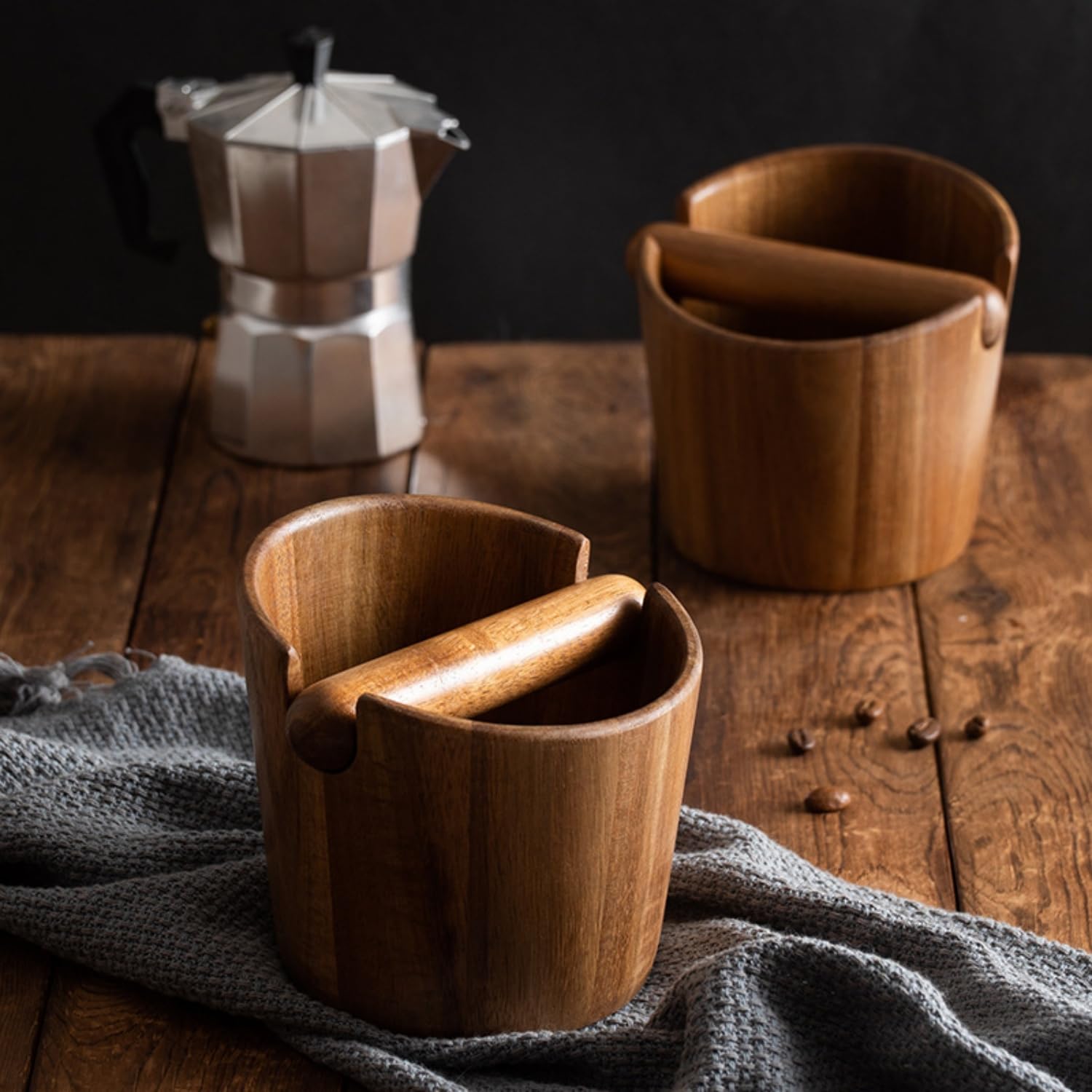 Drewniane pudełko do przechowywania kawy pojemnik na mieloną kawę kosz na espresso barista kosz na śmieci kosz na śmieci akcesoria do kawy akcesoria do espresso akcesoria dla miłośników kawy