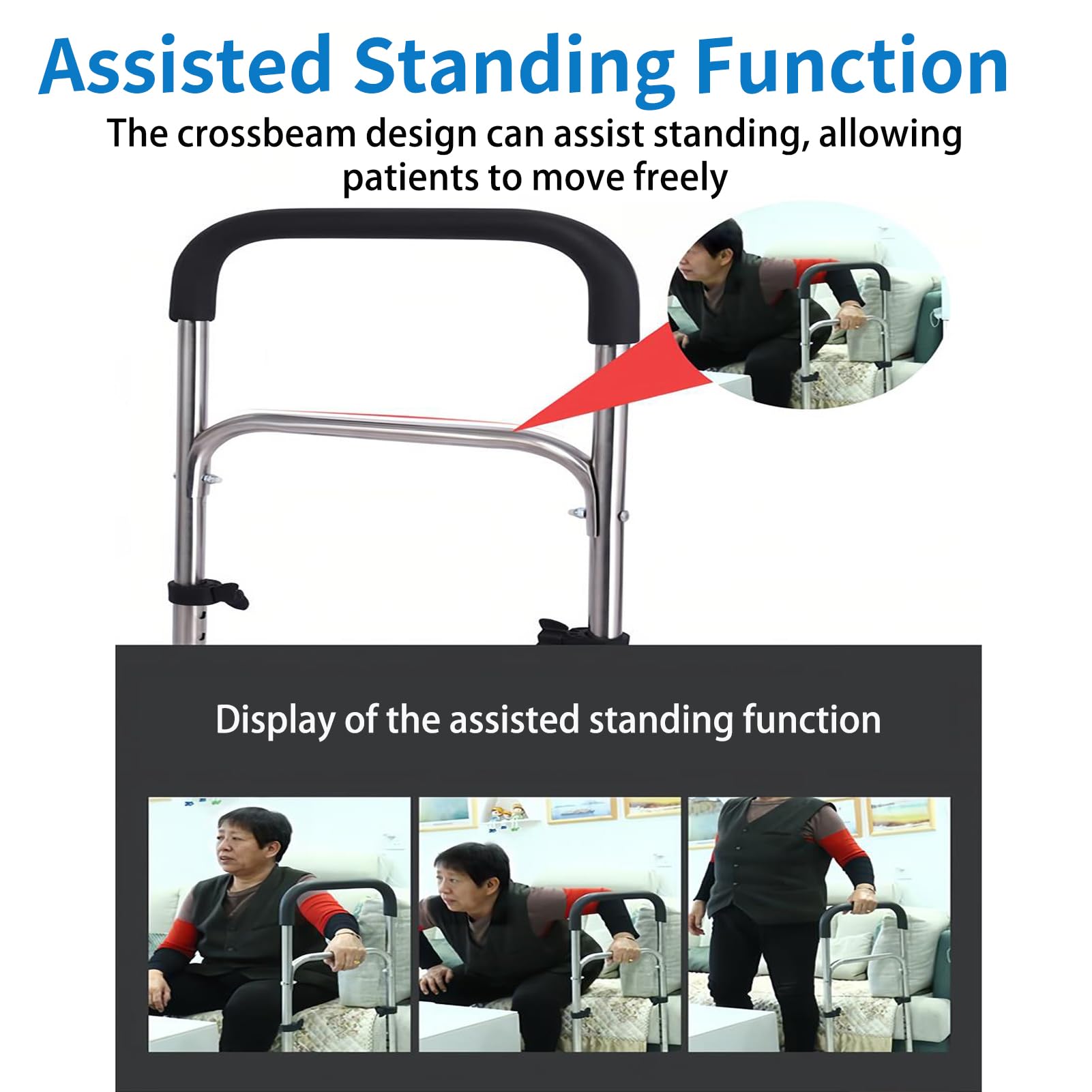 Bastón ajustable de cuatro patas, soporte estable de cuatro patas, ayuda de movilidad de acero inoxidable ligero con agarre cómodo para personas mayores