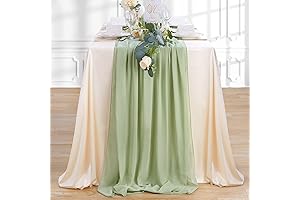 Sage Green Table Runner 10FT 27x120 Inches Chiffon Fabric for Wedding Bridal...