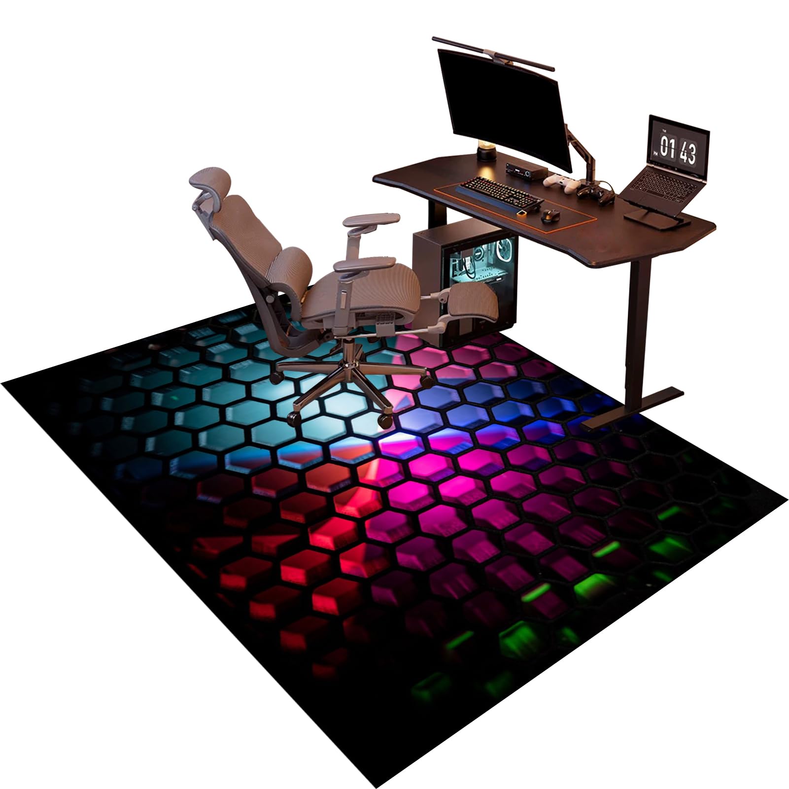 Computer Gaming Rolling Chair Mat for Carpeted Floor 60 x 90 cm Office Chair Mat for Carpet, Floor Protector Mat, Desk Chair Mat for Hardwood Floors, Carpet Protector Chair Mat for Home Office
