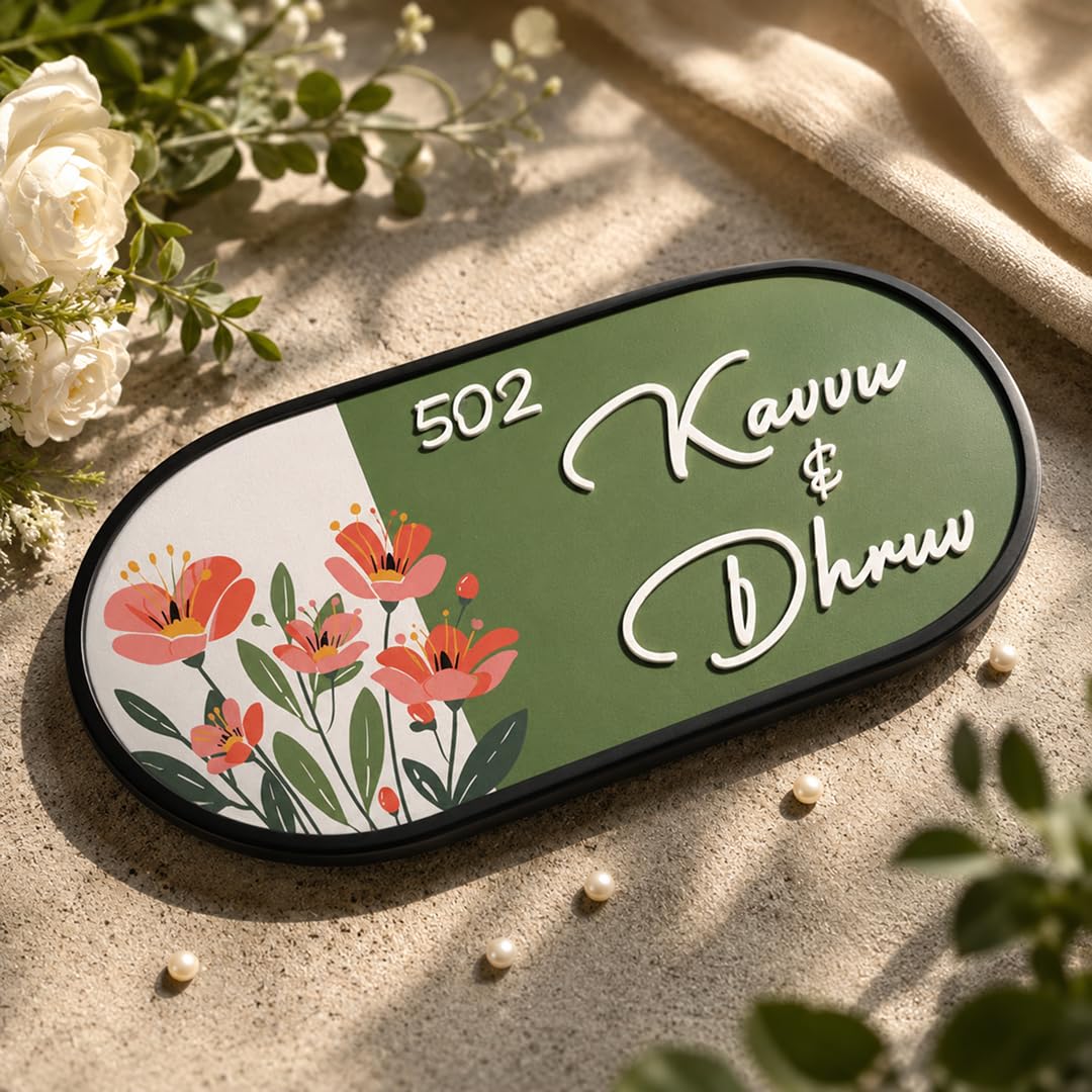 Personalized Name Plate for Home Entrance | Number plate for flat | And Ideal For, Office, and Outdoor Entrances | Wooden Customized House Number Plate | Number plate for Hotel | Easy installation type double sided tape fixed on backside (White Base) — Amazon image 8