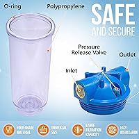 Vista 3 de Sistema de filtro de agua estándar transparente de 10 pulgadas para toda la casa con válvula de alivio de presión, puerto de latón de entrada/salida